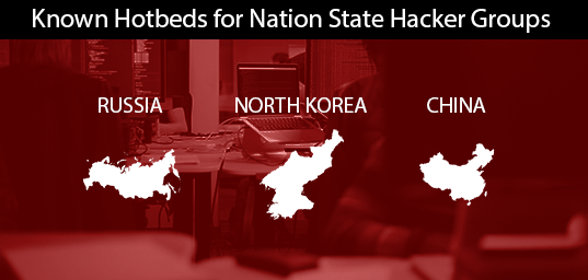 countries that are known to be hotbeds for nation state hacker groups graphic