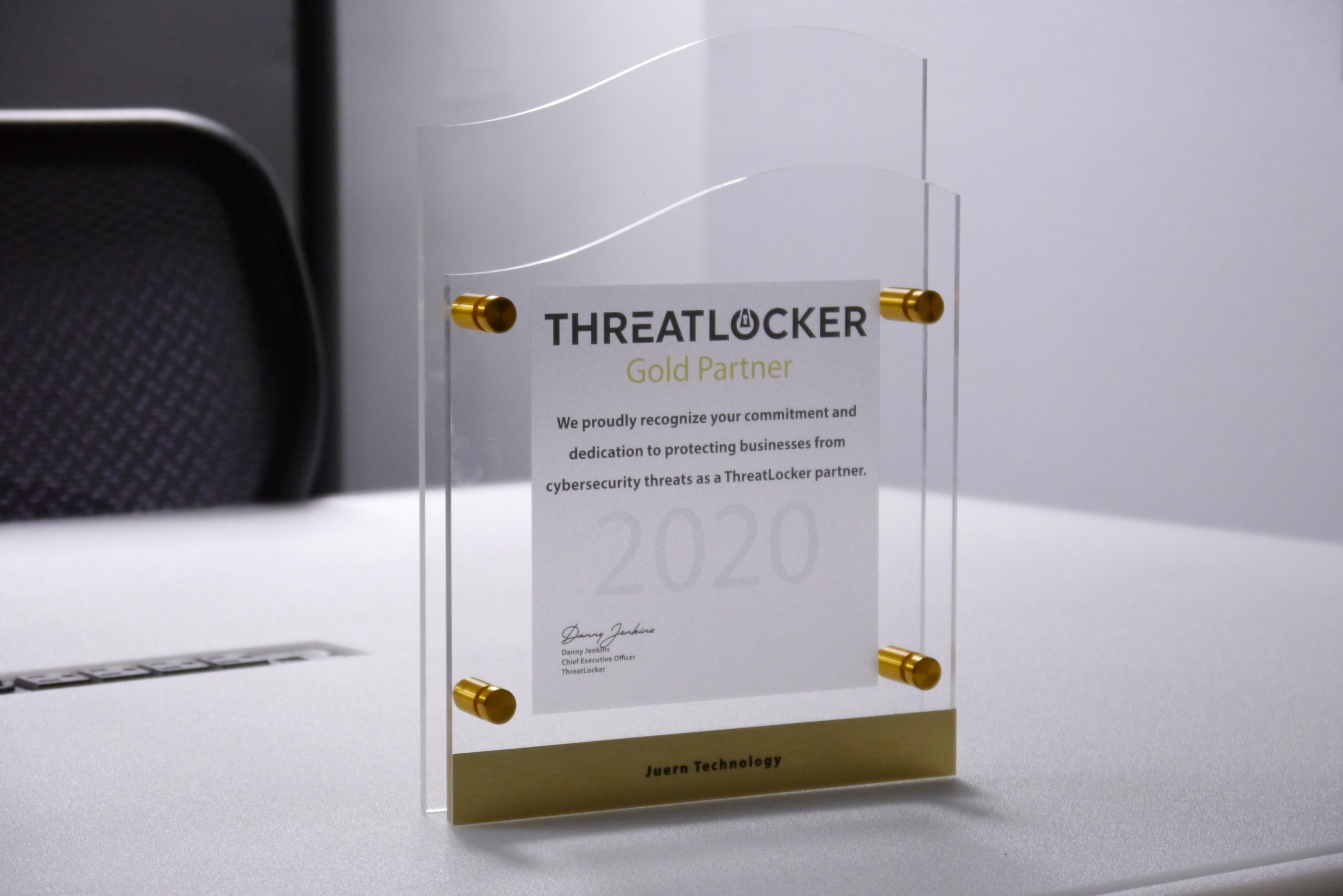 Juern Technology's Gold Partner Award from ThreatLocker